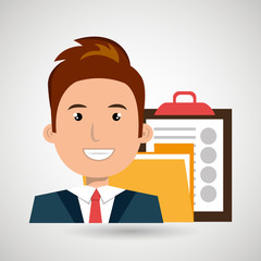 man with folder and clipboard isolated icon design, vector illustration  graphic 