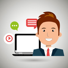 social networking user laptop isolated icon design, vector illustration  graphic 