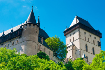 Medieval gothic royal castle  Karlstejn near Prague( Czech Repub