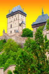 Fototapeta na wymiar Medieval gothic royal castle Karlstejn near Prague( Czech Repub