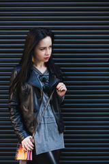 Naklejka premium portrait of young beautiful woman with long black hair