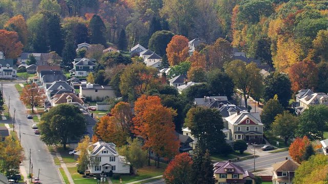 Flight over neighborhood in Pittsfield, Massachusetts