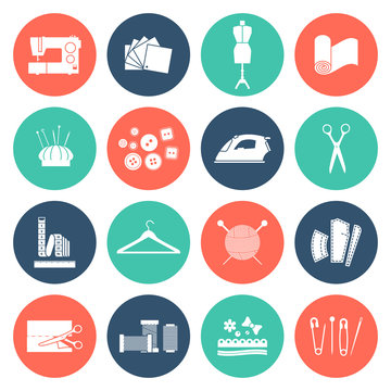 Vector seamstress icon set isolated