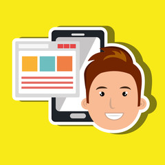 smartphone user with template isolated icon design, vector illustration  graphic 