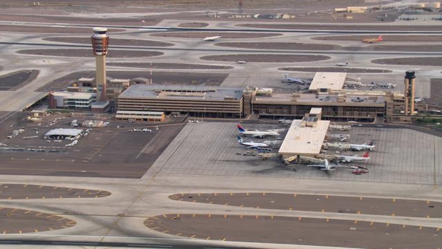 Flight past Sky Harbor International Airport in Phoenix. Shot in 2007.