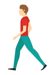 young man walking isolated icon design