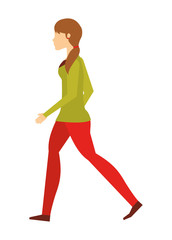 Fototapeta na wymiar young woman walking isolated icon design