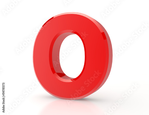“the red letter O on white background 3d rendering” Stock photo and