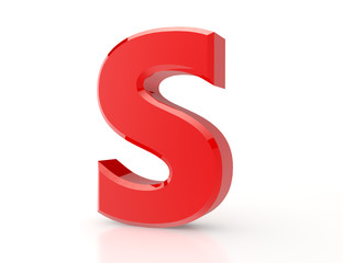 the red letter S on white background 3d rendering