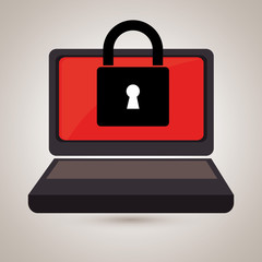 laptop computer with padlock isolated icon design, vector illustration  graphic 