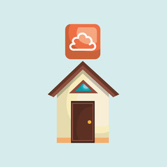 smart home with cloud isolated icon design, vector illustration  graphic 