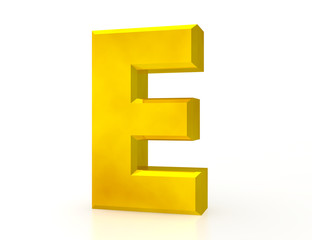 Obraz premium the Gold letter E on white background 3d rendering