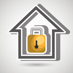 smart home with padlock isolated icon design, vector illustration  graphic 