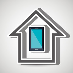 smart home with smartphone isolated icon design, vector illustration  graphic 