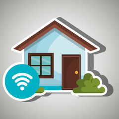 smart home with wifi zone  isolated icon design, vector illustration  graphic 