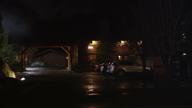 Motel lodge at night in Grants Pass Oregon