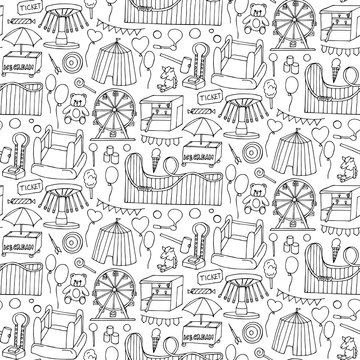 Attraction doodle sseamless pattern