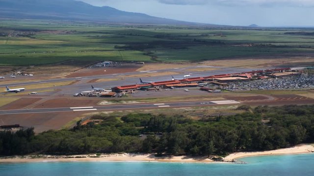 Flying past Kahului Airport, Hawaii. Shot in 2010.