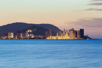 Obraz premium George Town City high rise building view with mountain and sea, Penang Malaysia