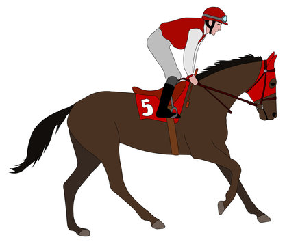 jockey riding race horse illustration 5