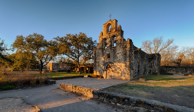 Exterior of the Mission San Francisco de la Espada in San Antonio, Texas
