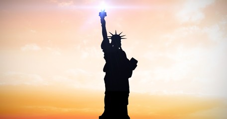 Composite image of focus on liberty statue 
