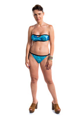 Fototapeta premium Pretty woman in blue bikini