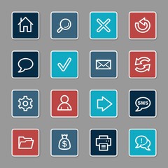 Web and internet, home and search, folder and print, arrows and