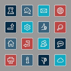 Web and internet, cloud and social media, folder and print, like