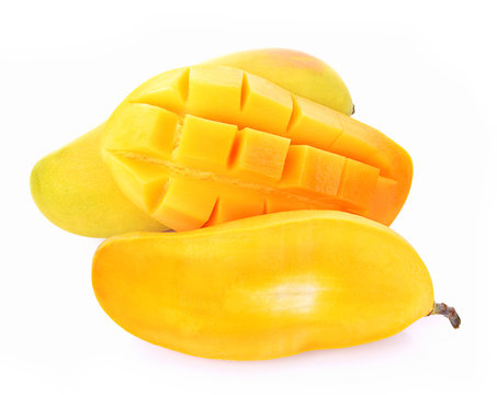 Yellow mongo sweet on white background