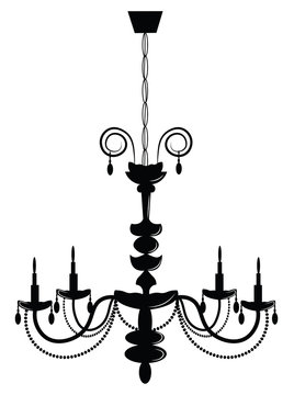 Classic chandelier on white background. Luxury decor accessory design. Vector illustration sketch