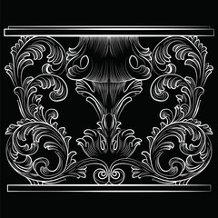 Rich Baroque Table. French Luxury rich carved ornaments furniture. Vector Victorian Royal  Style furniture. Black background