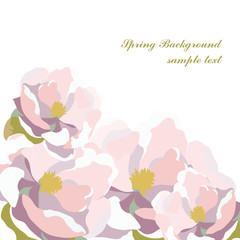 Watercolor Blooming Flowers. Vector Summer floral beautiful Background