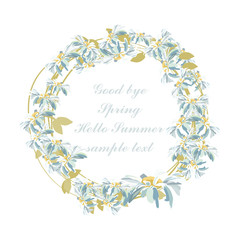 Obraz premium Watercolor Chamomile flowers wreath card. Vector Wedding with Chamomile flowers. Greeting card in Vintage or Retro style