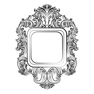 Baroque Rococo Exquisite Mirror frame decor. Vector French Luxury rich carved ornaments and Wall Frames. Victorian Royal Style frame