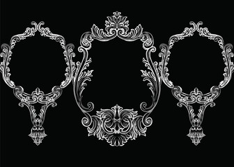 Set of Baroque Vintage Decoration Frames. Flourishes Victorian Royal Rich Ornaments and Frames. Retro Style Collection for Cards, Invitations, Banner, Poster, Badges, Logotypes, Photos, Placards
