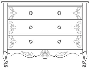 Classic commode with damask royal ornaments. Vector © castecodesign