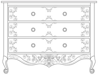 Fototapeta premium Classic commode with damask royal ornaments. Vector