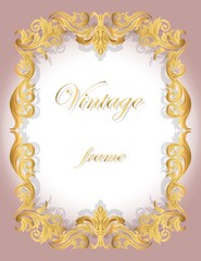 Invitation card with Golden ornamental frame border for weddings, ceremonies, party, dress code, certificates. Vector