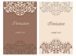 Lace ornament Invitation card in 2 matching colors. Vector