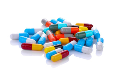 pills capsules isolated on white background