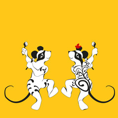 Mouse, tattooed dancing with maracas