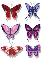 Obraz na płótnie Canvas Butterfly set Colorful collection Vector