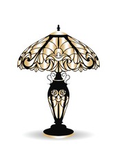 Golden Vintage Baroque Classic Decorated lamp isolated on white. Vector
