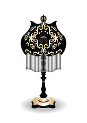 Vintage Baroque Classic lamp with luxury ornaments Golden Black. Vector