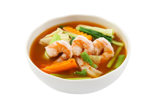 hot and sour soup with shrimp and vegetables, Thai Food
