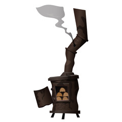 Ancient rusty stove, which is heated with firewood