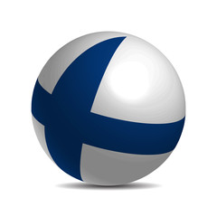 Finland flag on a 3d ball with shadow