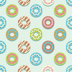 Fototapeta na wymiar Seamless Pattern Different Style Strawberry Donuts Background Vector.