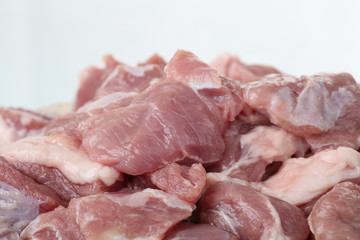 A close-up of the fresh lamb meat with chopsticks